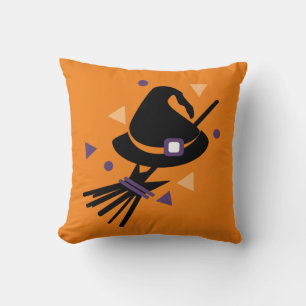 Cojín Decorativo Confeti de Escoba de Bruja de Halloween Lindo
