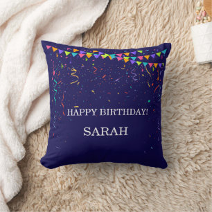 Cojín Decorativo Confeti de Fiesta Colorido y Regalo de Cumpleaños