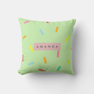 Cojín Decorativo Confeti Personalizado de Sprinkles Verde Menta Pas