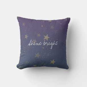 Cojín Decorativo Confetti de las Estrellas de Oro Morado