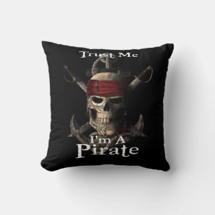 Cojín Decorativo Confía en mí, soy un funn pirata de cráneo y espad