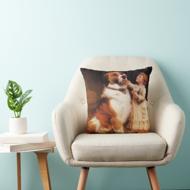 Cojín Decorativo Confianza de Charles Burton Barber, Perro San Bern (Silla)