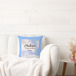 Cojín Decorativo Confianza en Dios Nombre personalizado cielo azul
