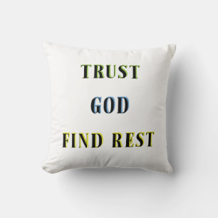 COJÍN DECORATIVO CONFIAR EN QUE DIOS ENCUENTRE DESCANSO
