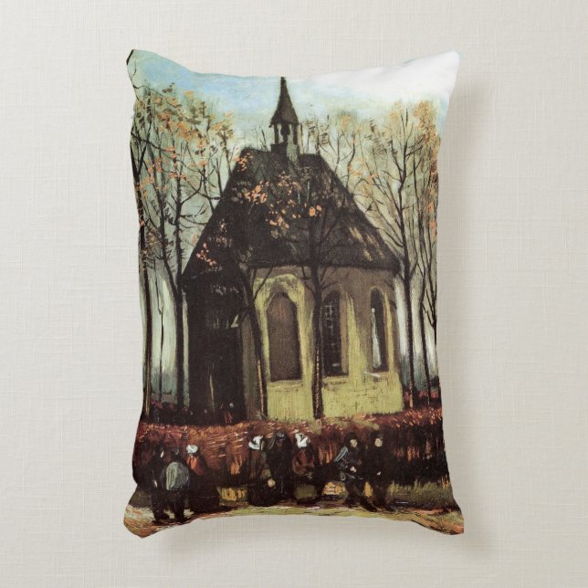 Cojín Decorativo Congregación en Church, Nuenen de Vincent van Gogh (Frente (Vertical))