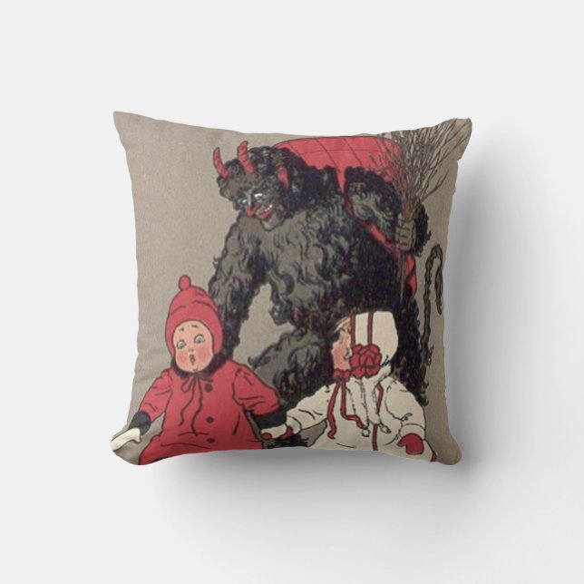 Cojín Decorativo Conmutador Krampus Persiguiendo Niños (Anverso)