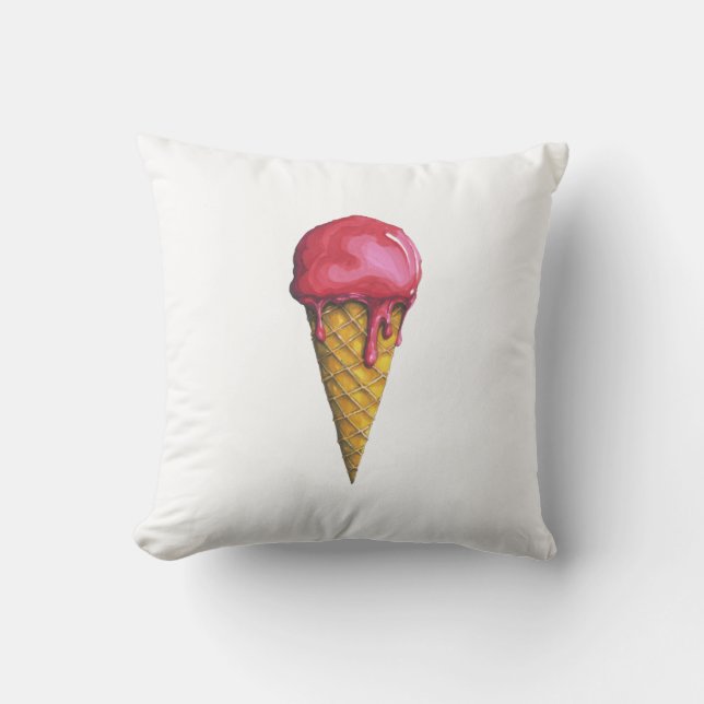 Cojín Decorativo Cono de helado de fresa (Anverso)