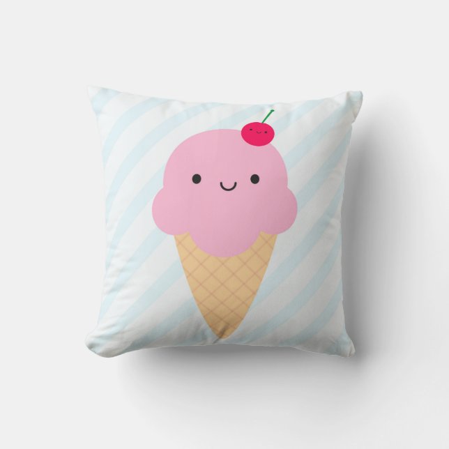 Cojín Decorativo Cono de helado de Kawaii (Anverso)