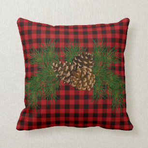 Cojín Decorativo Cono de pino rojizo y negro