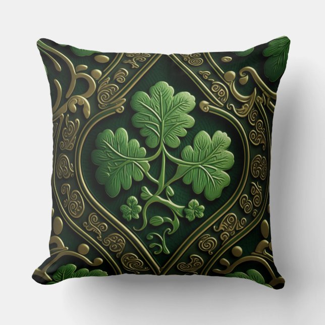 Cojín Decorativo CONOCIMIENTOS CELÁTICOS DE IRLANDA VERDE Y ORO bon (Anverso)