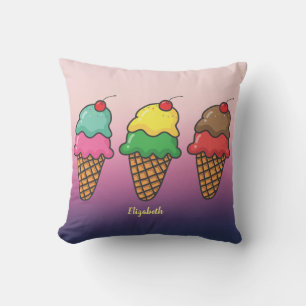 Cojín Decorativo Conos de helado coloridos femeninos - Personalizad