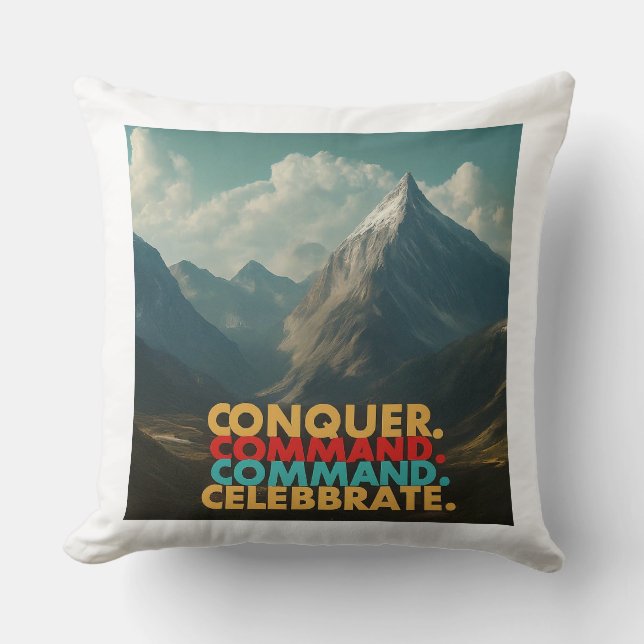 Cojín Decorativo Conquistar, Comando, Celebrar (Anverso)