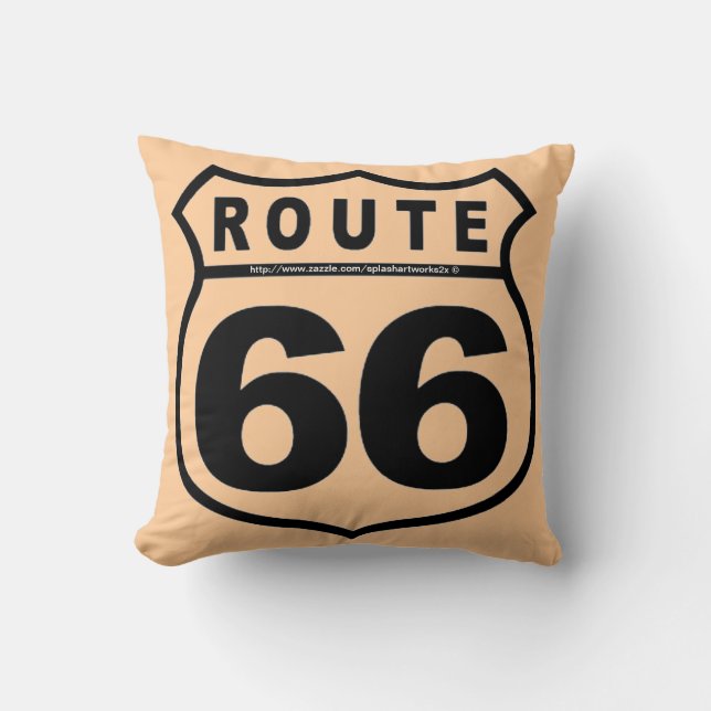 Cojín Decorativo ¡"Consiga sus retrocesos @ RT 66! " (Anverso)
