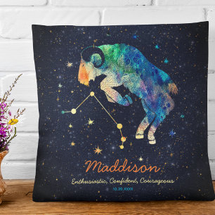Cojín Decorativo Constelación de Aries Zodiaco Acuarela Estrellas G