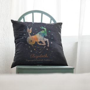 Cojín Decorativo Constelación de Capricornio Zodiaco Galaxia Acuare