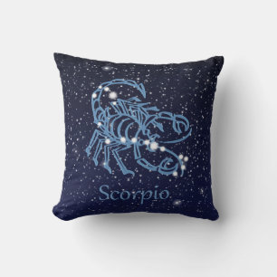 Cojín Decorativo Constelación de Escorpio y Rótulo zodiaco con estr