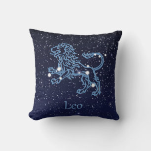 Cojín Decorativo Constelación de Leo y signo zodiacal con estrellas