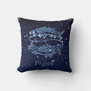 Cojín Decorativo Constelación de Piscis y signo zodiacal con estrel