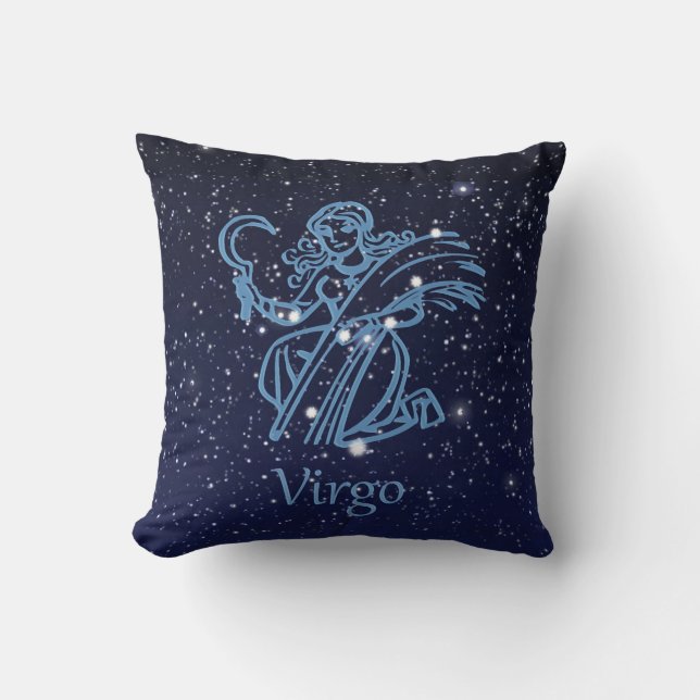 Cojín Decorativo Constelación de Virgo y Rótulo Zodiaco con estrell (Anverso)