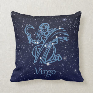 Cojín Decorativo Constelación de Virgo y signo zodiacal con estrell