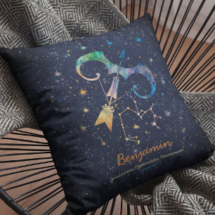 Cojín Decorativo Constelación Sagitario Zodiaco Galaxia Acuarela