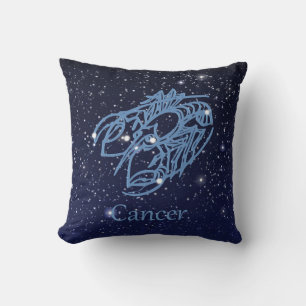 Cojín Decorativo Constelación y signo zodiacal de Cáncer con estrel