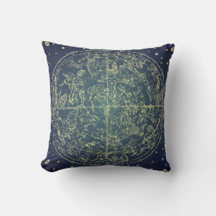 Cojín Decorativo Constelación Zodiaco Vintage de Estrellas del Nort