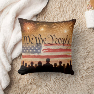 Cojín Decorativo Constitución de los Estados Unidos con fuegos arti