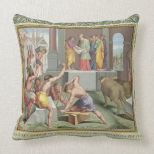 Cojín Decorativo Construcción del templo de Solomon, ilustracion d