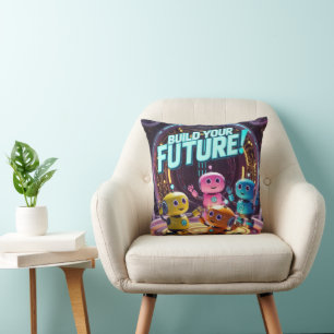 Cojín Decorativo Construye Tu Futuro con Niños en el Espacio