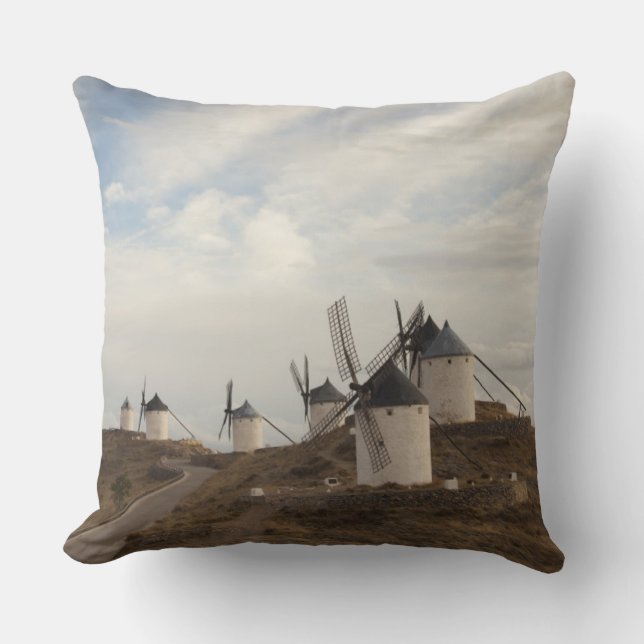 Cojín Decorativo Consuegra, molinos de viento antiguos de La Mancha (Anverso)