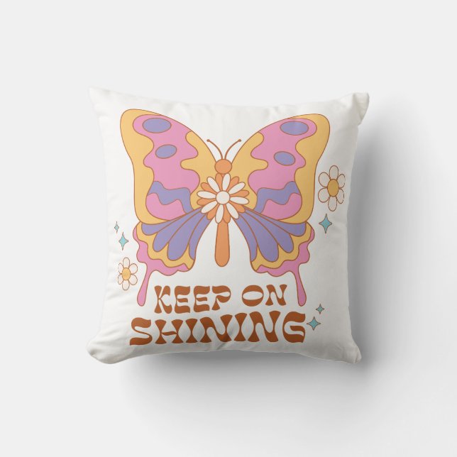 Cojín Decorativo Continúe Brillando Mariposa (Anverso)
