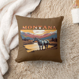 Cojín Decorativo Contorno de Montana Caballos Salvajes