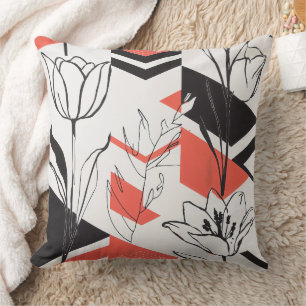 Cojín Decorativo Contraste floral geométrico moderno