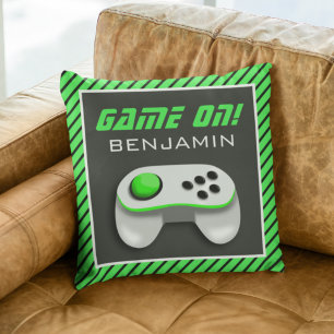 Cojín Decorativo Control de videojuegos verde y blanco para habitac