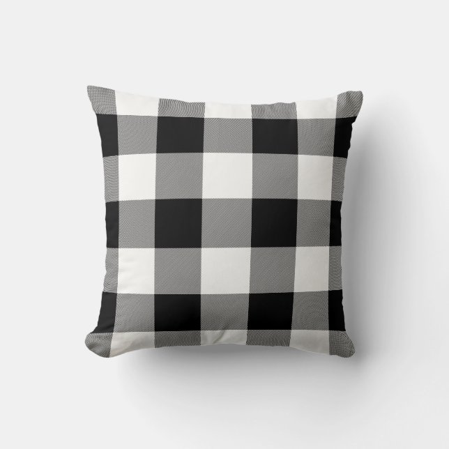 Cojín Decorativo Control del búfalo blanco y negro (Anverso)