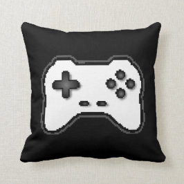 Cojín Decorativo Controlador de juegos Negro Blanco de 8 bits Estil