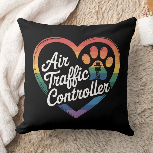 Cojín Decorativo Controlador de tráfico aéreo Rainbow Heart (Manta)