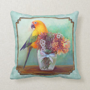 Cojín Decorativo Conure y flores de Sun