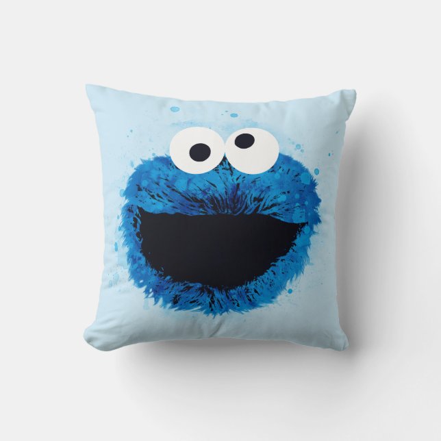 Cojín Decorativo Cookie Monster | Tendencia acuarela (Anverso)