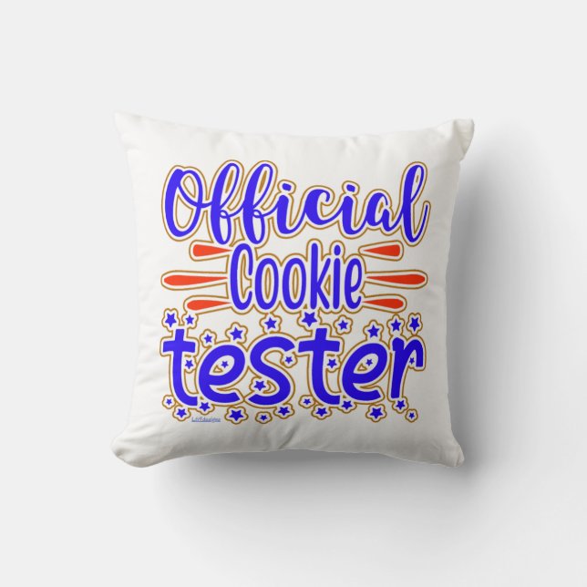 Cojín Decorativo COOKIE TESTER OFICIAL regalo de fiesta de galletas (Anverso)