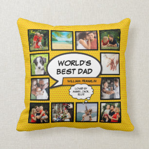Cojín Decorativo Cool divertido collage de fotos del mejor papá del