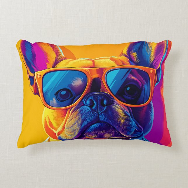 Cojín Decorativo Cool French bulldog dog with sunglasses (Anverso)