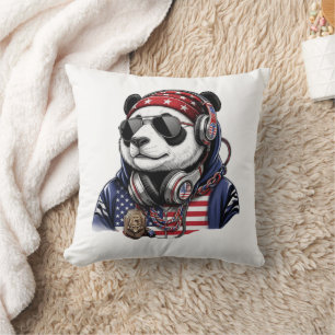 Cojín Decorativo Cool Panda de EE. UU. – Panda Patriótico Rojo, Bla