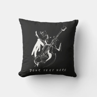 Cojín Decorativo Cool Retro Guitarist Custom Name(名入れ対応)