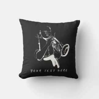 Cojín Decorativo Cool Retro Trumpeter Custom Name (名入れ・カスタム対応)