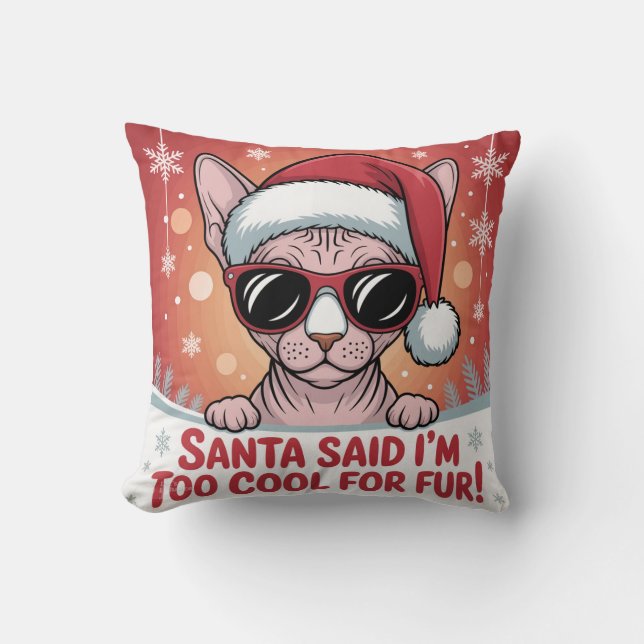 Cojín Decorativo Cool Sphynx Cat Christmas Santa Design (Anverso)