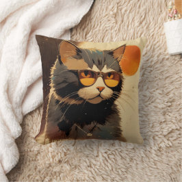 Cojín Decorativo Cool Streetwear Graffiti Cat with Sunglasses