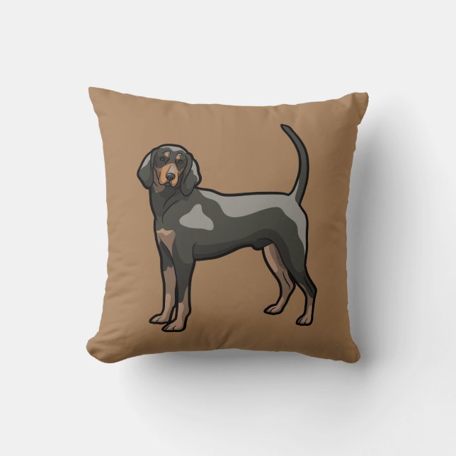 Cojín Decorativo Coonhound negro y tan (Anverso)