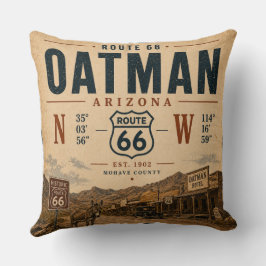 Cojín Decorativo Coordenadas de la Ruta 66 de Oatman Arizona Vintag